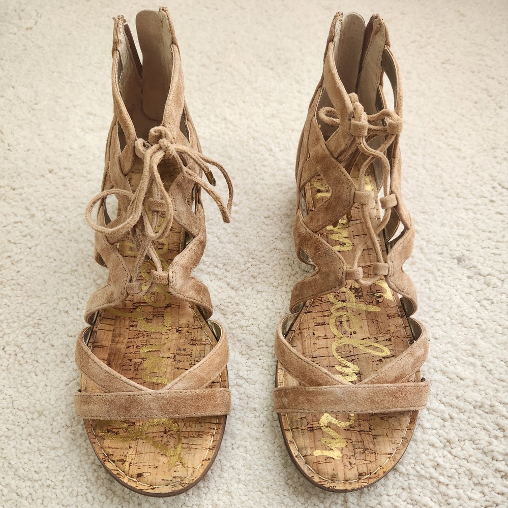 Sam Edelman suede summer caged sandals, 7.5 excellent condition